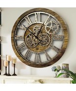 Wall clock 24 inches with real moving gears Gold Antique - £148.86 GBP