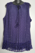 Lane Bryant Womens Blouse Top Plus Size 22 Pleated Purple Sleeveless Lined - £17.30 GBP
