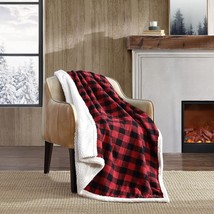 Eddie Bauer - Throw Blanket, Reversible Sherpa Fleece Bedding,, Red Check, Throw - £26.90 GBP