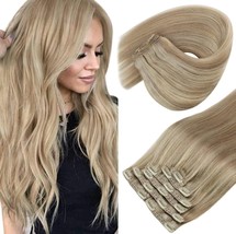 Sunny Clip In Hair Extensions Blonde Clip In Extensions Real Human Hair Blonde - £42.56 GBP