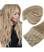 Sunny Clip In Hair Extensions Blonde Clip In Extensions Real Human Hair ... - £42.83 GBP
