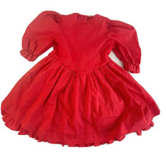 VTG Little Stars Girls Dress pattern Size 6 Red With White Polkadot Lined - £8.36 GBP