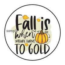 30 Fall Autumn Envelope Seals Labels Stickers 1.5&quot; Round Pumpkin Leaves - £5.98 GBP