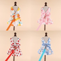 Pet Dog Printed Dress, Puppy Princess Dress, Dog and Cat Harness with Rope - £14.08 GBP