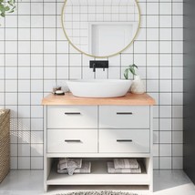  Bathroom Countertop Light Brown 39.4"x23.6"x(0.8"-2.4") Treated Solid Wood - $226.49