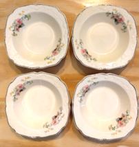 Vintage Papoco Fruit Bowl Pink Floral Pattern Circa 1930 By Paden City Set of 4 - £27.31 GBP