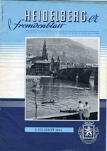 HEIDELBERGER Fremdenblatt Magazine July 1961 Germany Tourism - £11.05 GBP