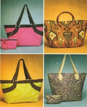 Tote Bags Cases Purses Handbags Canvas Tapestry Suede Sew Pattern Uncut - $12.99