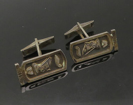 MIDDLE EAST 925 Sterling Silver - Vintage Egyptian Cartouche Cufflinks - TR3067 - £61.83 GBP