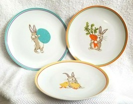 Set Of 3 World Market Salad Dessert Plates Easter Bunny Rabbit - £14.15 GBP