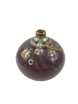 2001 Glazed Purple Blue Studio Art Pottery Gold Drip Design Globe Shaped... - $53.84