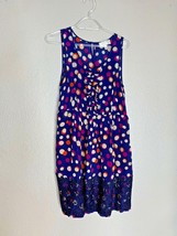 Moulinette Soeurs Womens Sz 4 Dress Silk Blue Polka Dot Sleeveless Tank Lace Hem - £15.42 GBP