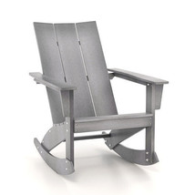 Adirondack Rocking Chair with Curved Back for Balcony-Gray - Color: Gray - £163.21 GBP