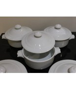 5 French Couleuvre Porcelain Handle Covered Cream Soup Ramekins - £77.84 GBP