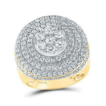 14kt Yellow Gold Mens Round Diamond Circle Flower Cluster Ring 4-1/2 Cttw - £5,239.48 GBP