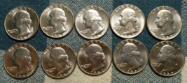Lot of 10 - 1967 Washington Quarters - BU Condition from original roll - £49.57 GBP