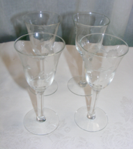 Vintage Wine Cordial Glass Set of 4 Etched Cornflower Design - $597.52 MXN