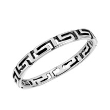 Trendy Greek Key or Meander Band Sterling Silver Ring-5 - £11.60 GBP