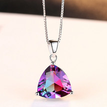 Red Tourmaline Pendant 925 Sterling Silver Necklace Women Synthetic Gemstone Sim - £14.30 GBP