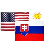 3x5 3x5 Wholesale Set (2 Pack) USA American &amp; Slovakia Country Flag Fa... - £7.89 GBP