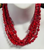 Vintage Signed SOMS 925 Sterling Silver Multi-strand Coral Necklace - $350.00