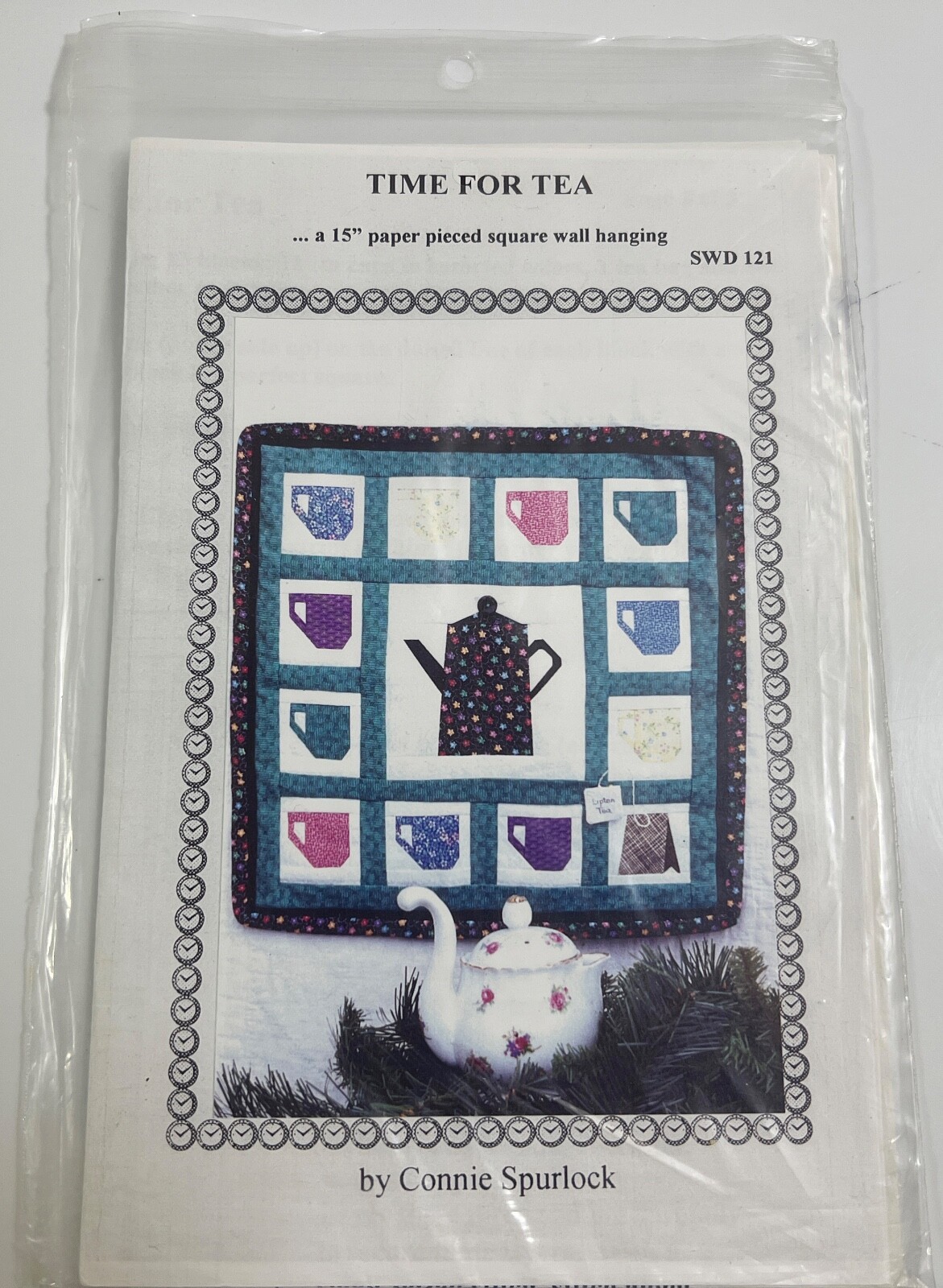 Time For Tea a 15&quot; Paper Square Wall Hanging SWD 121 Pattern By Connie S... - $9.89