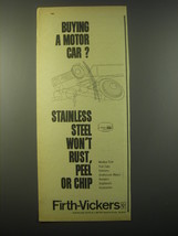 1965 Firth-Vickers Stainless Steel Ad - Buying a motor car? - £14.54 GBP