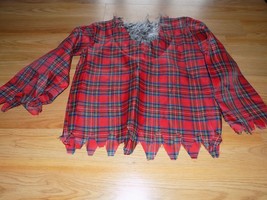 Size Medium 8-10 Werewolf Red Plaid Costume Shirt Top Gray Faux Fur New - $16.00