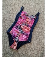 Women&#39;s Gabar Sz 12 Tropical Print Ruched One Piece Swimsuit Swim Bathin... - £20.56 GBP