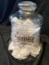1979 NOEL Bell Shape Etched Glass Apothecary Candy Treat Jar 5” Cherubs ... - £15.73 GBP