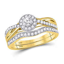 14kt Yellow Gold Round Diamond Bridal Wedding Engagement Ring Band Set 1/2 Ctw - £830.37 GBP