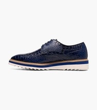 25725-400 Stacy Adams Alario Wingtip Oxford Croco Leather Shoes Blue image 5