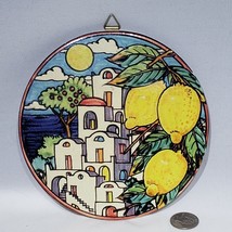 Positano Italy View Hand Painted Ceramic 6.5&quot; Round Tile Cork Base Wall ... - £25.76 GBP