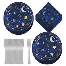 HOME &amp; HOOPLA Starry Night Party - Metallic Twinkle Star and Moon Paper Dessert  - £16.47 GBP+