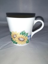 Vintage Corelle Sunsations Sunflowers Mug Cup Corning USA MCM Gingham Check - £8.73 GBP