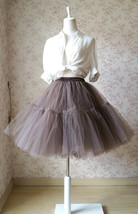 Brown Puffy Tulle Midi Skirt Women A-line Plus Size Puffy Tulle Tutu Skirt image 2