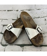 Birkenstock Sandals Brown Sz 38 White Patent Leather Comfort Shoes Womens 7 - £48.47 GBP