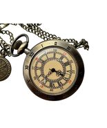 Elegant Pocket Watch with Roman Numerals and Floral Fantasy Medal - $32.51 CAD