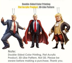 Set of 3 Hilarious Acrylic 2D Trump Pendants &amp; chain – Holiday 2024 Edition - $13.43