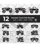 Monster Truck SVG Bundle, Truck SVG, Black Truck Silhouette, Instant Dow... - $3.99