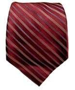 Calvin Klein 100% Silk Men’s Neck Tie Red Burgundy Gold Multi Striped - $11.99