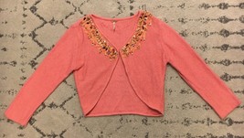 Free People Size Small Coral Pink Beaded Lace Detail EUC! F1 - £16.71 GBP