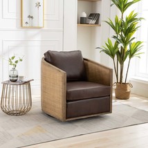 Swivel Barrel Chair, Comfy Round Accent Sofa Chair Brown - $1,081.78 CAD