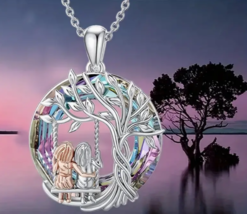 Sisters Tree of Life Silver Circle Pendant Necklace Jewelry Perfect Bestie Gift - £7.89 GBP