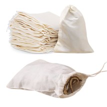 50 Pcs 4 X 6 Inches Cotton Muslin Bags, Reusable Drawstring Bags For Tea, Cheese - £19.65 GBP