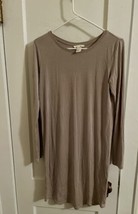H&amp;M Dress Womens Beige Tshirt Shift Long Sleeve Basic Loose Casual - £11.79 GBP