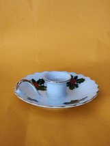 Vintage LEFTON CHINA Christmas Candle Holder Japan 03053 Mint Holly Berries - £6.08 GBP