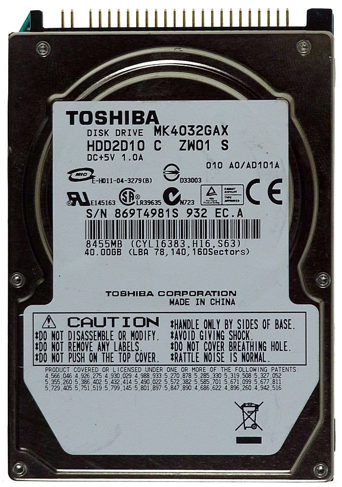 Primary image for Toshiba MK4032GAX 40GB UDMA/100 5400RPM 8MB 2.5-Inch Notebook Hard Drive