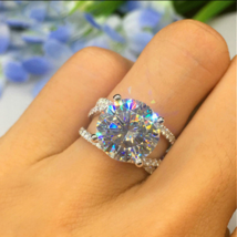 3Ct Rund Schliff Künstlicher Diamant Verlobungsring 14K Weiß Vergoldet - £67.04 GBP