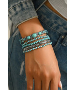 Silvery Vintage Turquoise Beaded Bracelet Set - $6.31